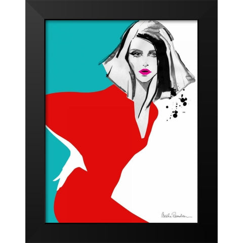 Red Dress Black Modern Wood Framed Art Print by Ramdeen, Aasha