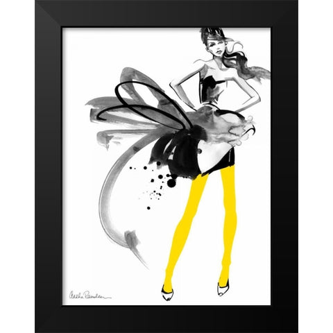 Yellow Tights Black Modern Wood Framed Art Print by Ramdeen, Aasha