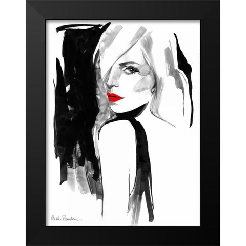 Over the Shoulder Black Modern Wood Framed Art Print by Ramdeen, Aasha