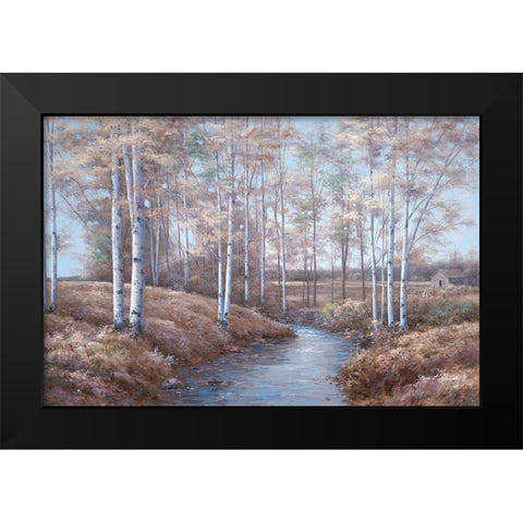 Birch Creek Black Modern Wood Framed Art Print by Romanello, Diane