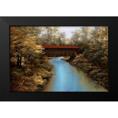 Covered Bridge Black Modern Wood Framed Art Print by Romanello, Diane