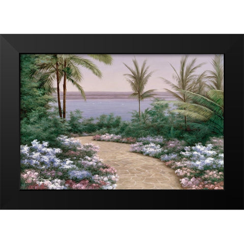 Floral Breeze Black Modern Wood Framed Art Print by Romanello, Diane