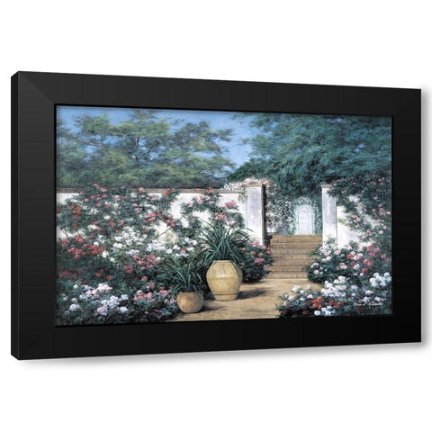 Jardin de Fleur Black Modern Wood Framed Art Print with Double Matting by Romanello, Diane