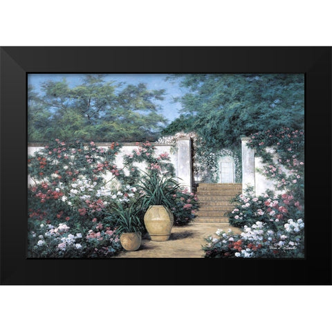 Jardin de Fleur Black Modern Wood Framed Art Print by Romanello, Diane