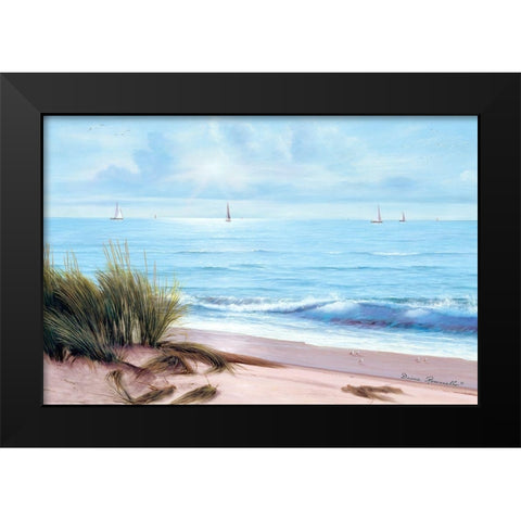 Sandpiper Beach Black Modern Wood Framed Art Print by Romanello, Diane