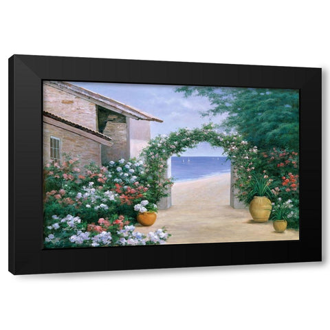 Seaside Trellis Black Modern Wood Framed Art Print with Double Matting by Romanello, Diane