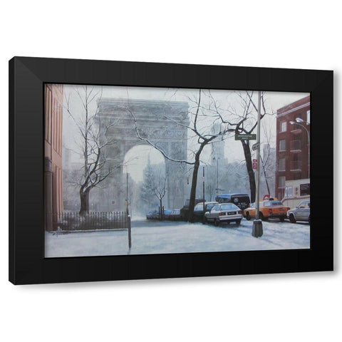 Washington Square Black Modern Wood Framed Art Print with Double Matting by Romanello, Diane