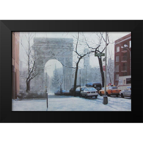 Washington Square Black Modern Wood Framed Art Print by Romanello, Diane