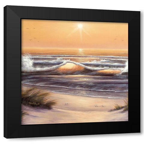 Golden Waves Black Modern Wood Framed Art Print with Double Matting by Romanello, Diane