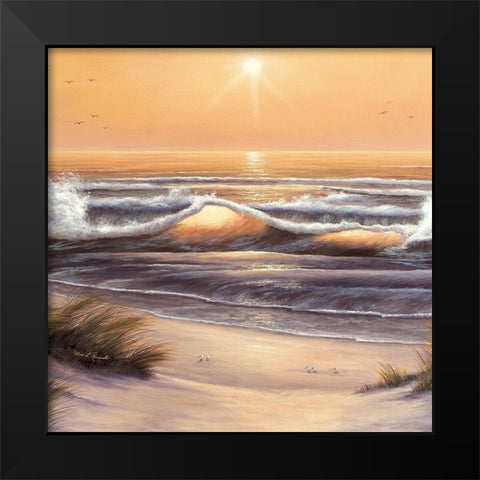 Golden Waves Black Modern Wood Framed Art Print by Romanello, Diane