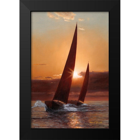 Red Sails Black Modern Wood Framed Art Print by Romanello, Diane