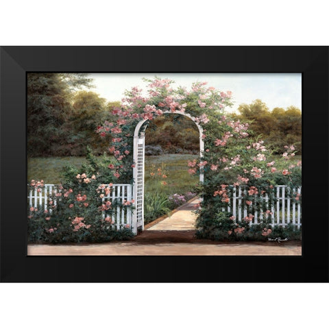 Rose Trellis Black Modern Wood Framed Art Print by Romanello, Diane