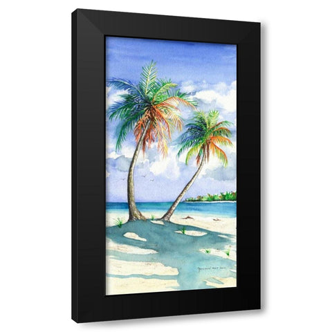 Palm Shadows Black Modern Wood Framed Art Print with Double Matting by Reichow, Christine