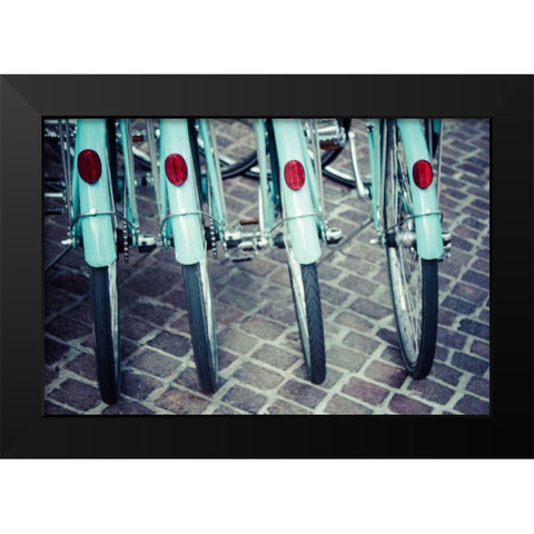 Bicycle Line Up 1 Black Modern Wood Framed Art Print by Reiss, Jessica