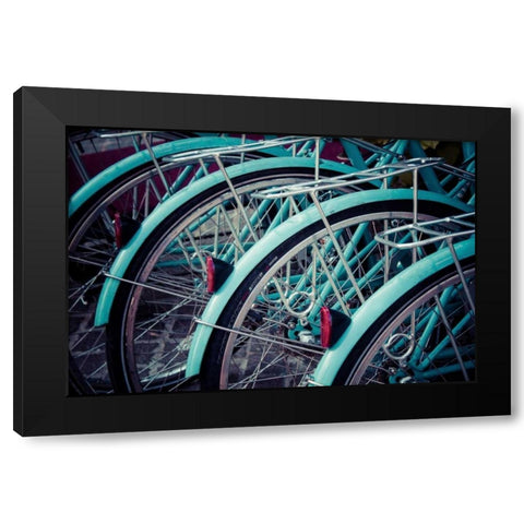 Bicycle Line Up 2 Black Modern Wood Framed Art Print with Double Matting by Reiss, Jessica
