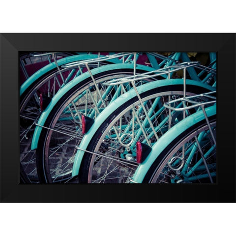 Bicycle Line Up 2 Black Modern Wood Framed Art Print by Reiss, Jessica