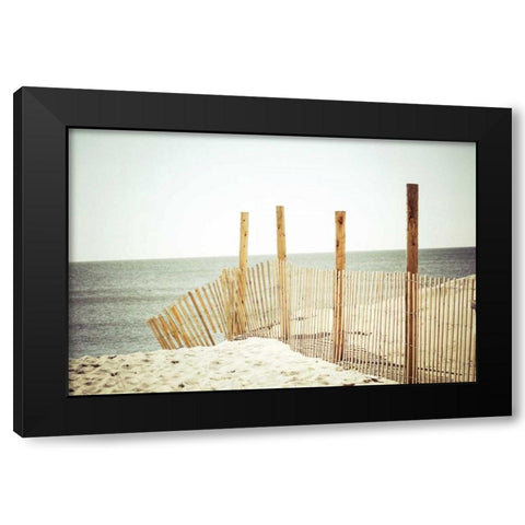 Wooden Beach Fence Black Modern Wood Framed Art Print by Reiss, Jessica