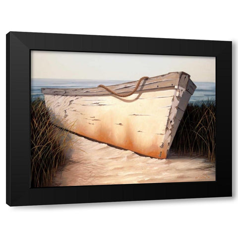 White Boat Black Modern Wood Framed Art Print with Double Matting by Soderlund, Karl