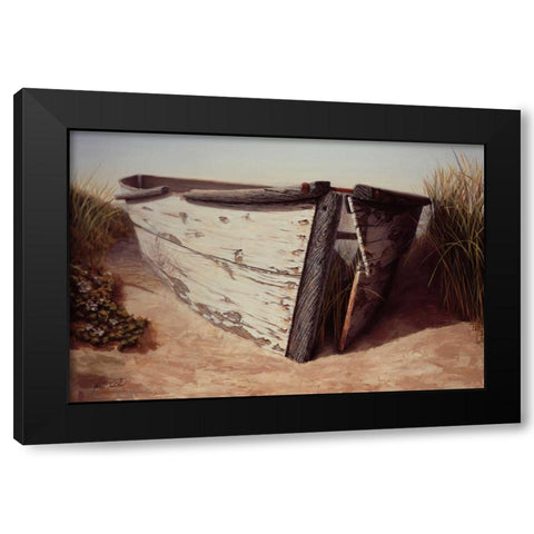 White Boat II Black Modern Wood Framed Art Print by Soderlund, Karl