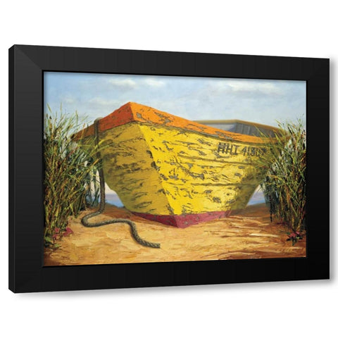 Yellow and Orange Rowboat Black Modern Wood Framed Art Print with Double Matting by Soderlund, Karl