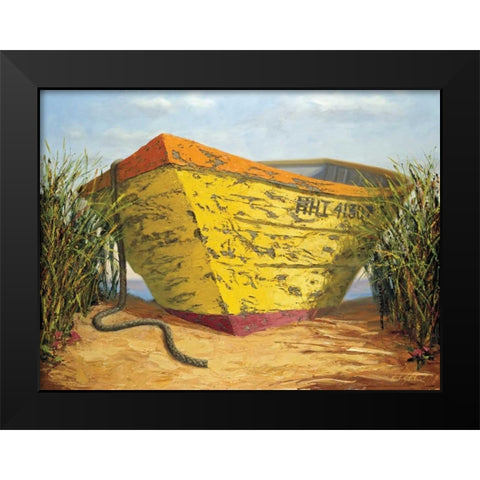 Yellow and Orange Rowboat Black Modern Wood Framed Art Print by Soderlund, Karl