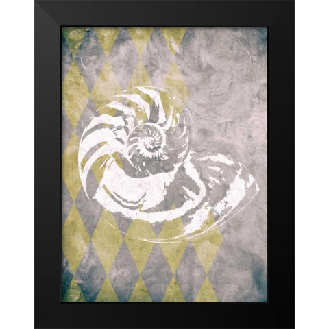 Vintage Harlequin Shell 1 Black Modern Wood Framed Art Print by Soave, Alicia