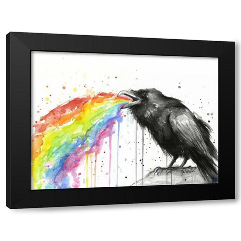 Raven Tastes the Rainbow Black Modern Wood Framed Art Print by Shvartsur, Olga