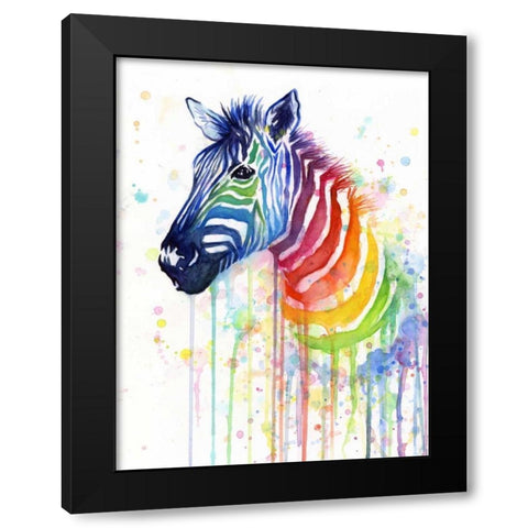 Rainbow Zebra Black Modern Wood Framed Art Print by Shvartsur, Olga