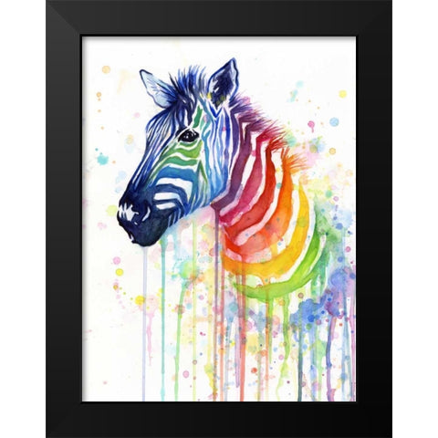 Rainbow Zebra Black Modern Wood Framed Art Print by Shvartsur, Olga
