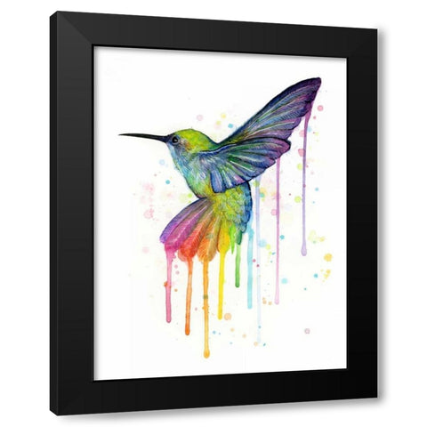 Rainbow Hummingbird Black Modern Wood Framed Art Print by Shvartsur, Olga
