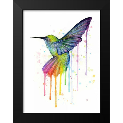 Rainbow Hummingbird Black Modern Wood Framed Art Print by Shvartsur, Olga