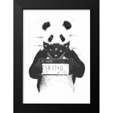 Bad Panda Black Modern Wood Framed Art Print by Solti, Balazs