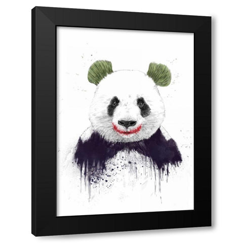 Joker Face Black Modern Wood Framed Art Print with Double Matting by Solti, Balazs