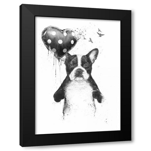 My Heart Goes Boom Black Modern Wood Framed Art Print by Solti, Balazs