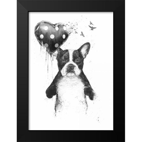 My Heart Goes Boom Black Modern Wood Framed Art Print by Solti, Balazs