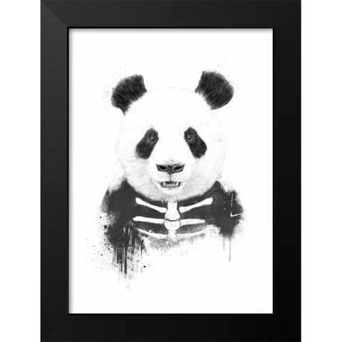 Zombie Panda Black Modern Wood Framed Art Print by Solti, Balazs