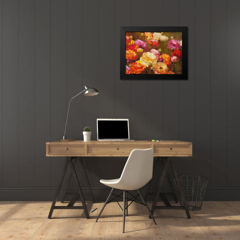 Ranunculus Garden Black Modern Wood Framed Art Print by Styles, Emma
