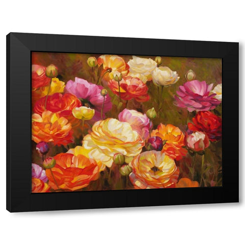 Ranunculus Garden Black Modern Wood Framed Art Print with Double Matting by Styles, Emma