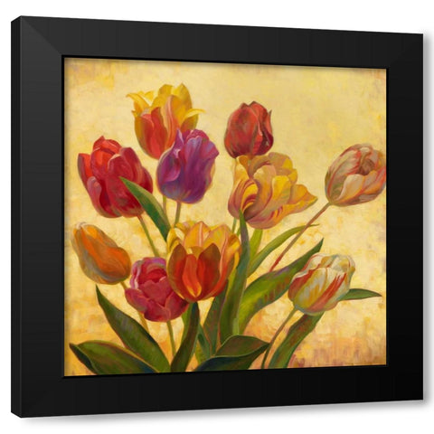 Tulip Bouquet Black Modern Wood Framed Art Print by Styles, Emma