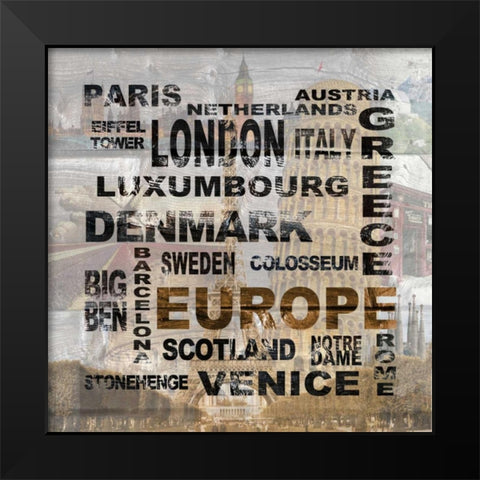 Europe Black Modern Wood Framed Art Print by Soave, Alicia