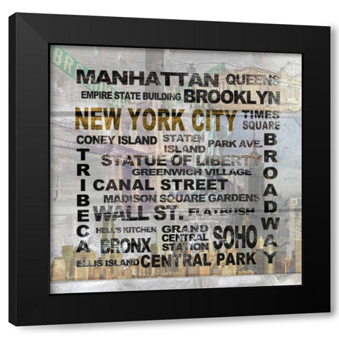 New York City Black Modern Wood Framed Art Print with Double Matting by Soave, Alicia