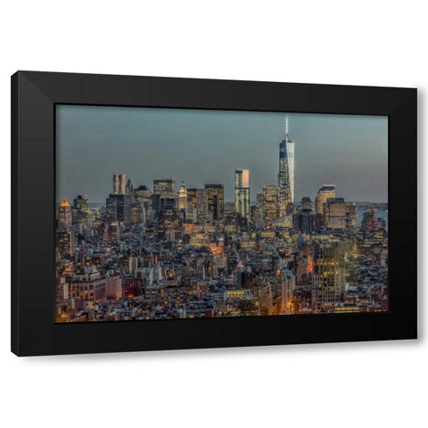 Downtown Skyline 12 Black Modern Wood Framed Art Print by Silver, Richard