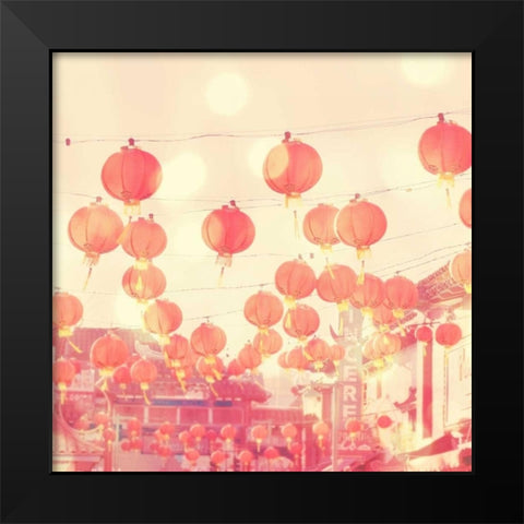 Chinatown Black Modern Wood Framed Art Print by Soffia, Myan