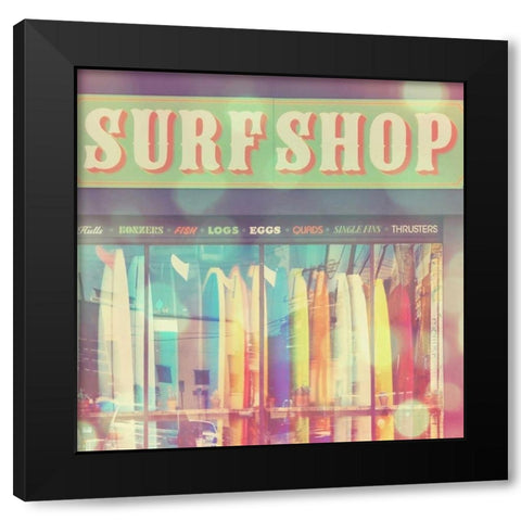Seaside Summer Black Modern Wood Framed Art Print by Soffia, Myan