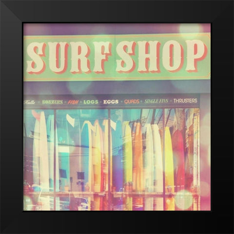 Seaside Summer Black Modern Wood Framed Art Print by Soffia, Myan