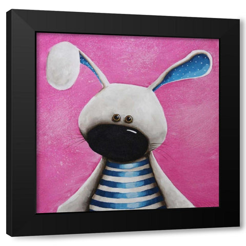 The Blue Bunny Black Modern Wood Framed Art Print by Stewart, Lucia