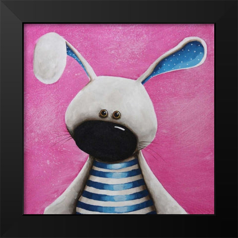 The Blue Bunny Black Modern Wood Framed Art Print by Stewart, Lucia