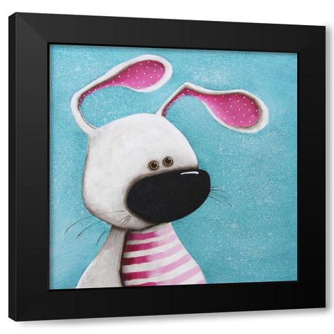 The Pink Bunny Black Modern Wood Framed Art Print with Double Matting by Stewart, Lucia