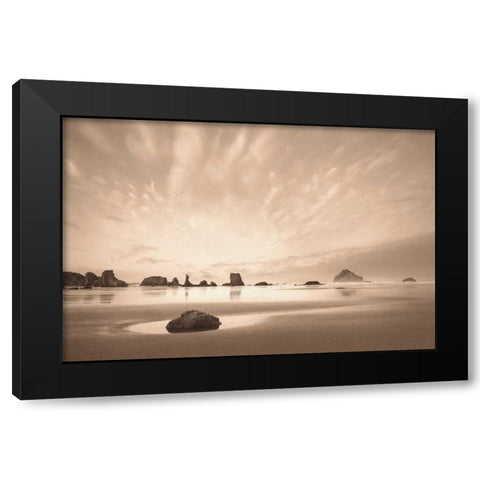 Morning on the Beach Black Modern Wood Framed Art Print by Svibilsky, Igor