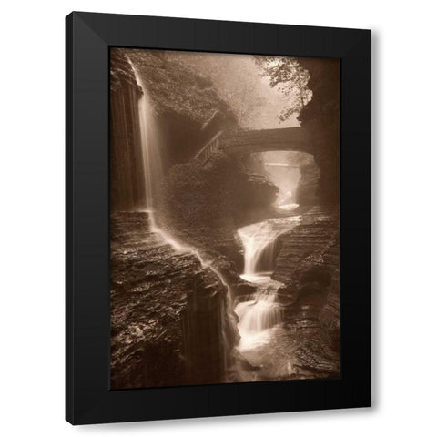 Waterfall on a Rainy Day Black Modern Wood Framed Art Print by Svibilsky, Igor
